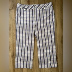 ANN TAYLOR LOFT Purple Plaid Capri Pants EUC